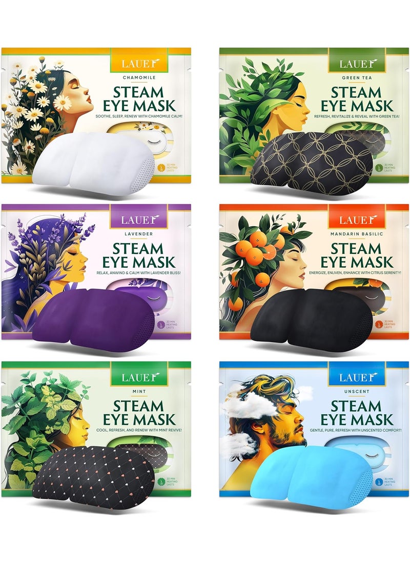 lauer cosmetic - Heated Eye Steam Mask Dry Eyes Self Warm Compress for Dark Circles Puffiness Treatment Warming Eye Mask for Relaxation  Moist Heat Therapy Fatigue Stress and Migraine 6 Pack Aromas Home Spa - Image 1