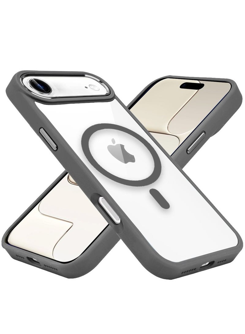 Techie حافظة آبل آيفون 17 إير ماغسيف – غطاء شفاف مضاد للصدمات، خلفية صلبة من الأكريليك المضاد للاصفرار مع TPU + PC، متوافق مع الشحن اللاسلكي – حافة رمادية - Image 2