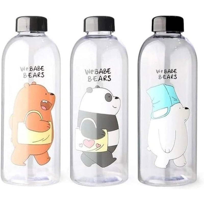 ALKAYAN Sports Water Bottle with Bear Design, 1 Liter BPA-Free Transparent Plastic Bo... - Image 3
