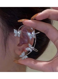 Bahels Imported Silver Color Single Zircon Stone Butterfly Earcuff Cartilage Earring  - Image 3