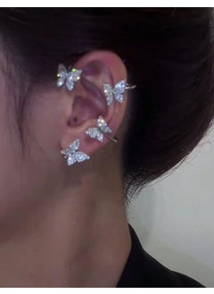 Bahels Imported Silver Color Single Zircon Stone Butterfly Earcuff Cartilage Earring  - Image 2
