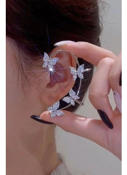 Bahels Imported Silver Color Single Zircon Stone Butterfly Earcuff Cartilage Earring  - Image 1