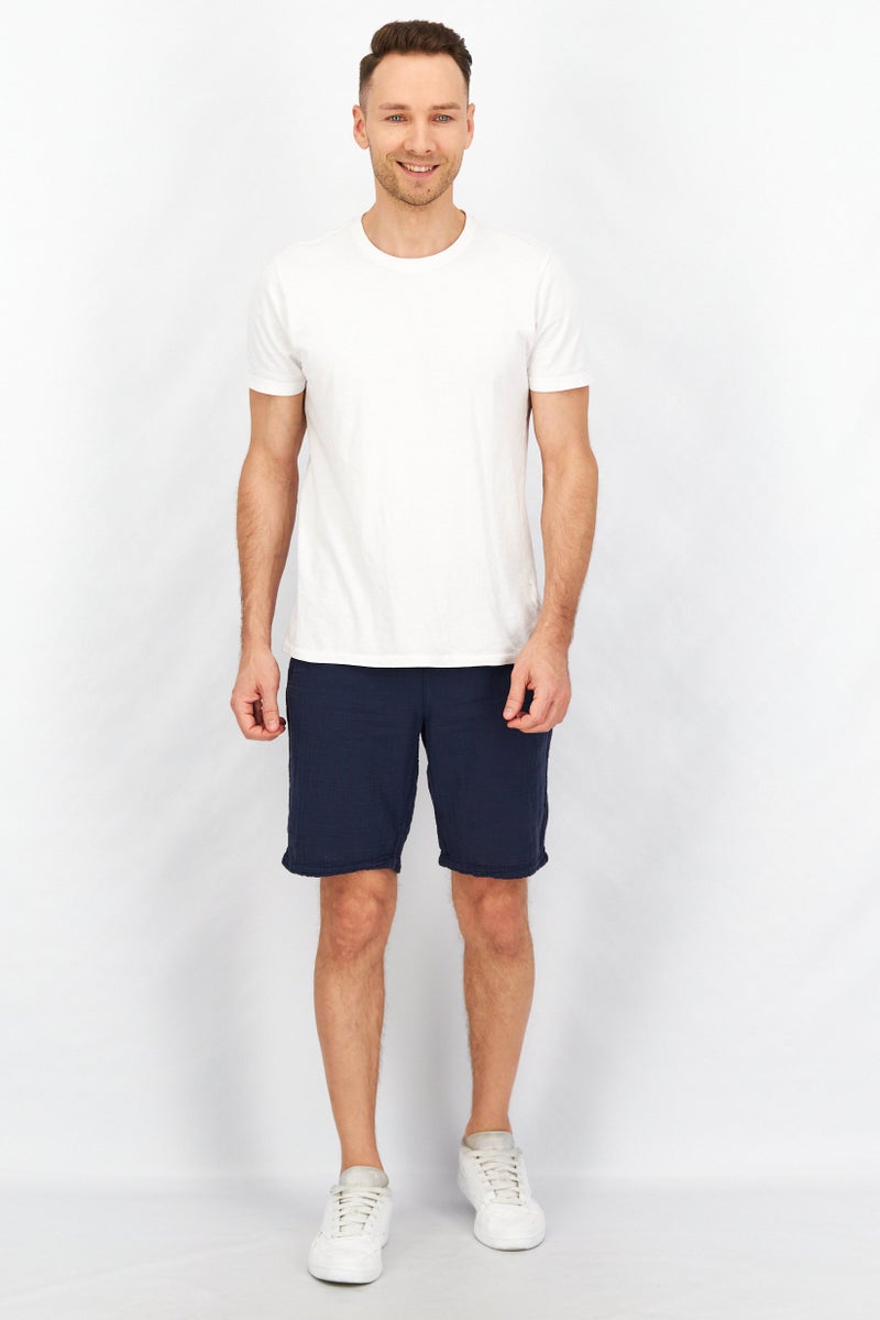 Celio Men Regular Fit Solid Basic Shorts, Navy - Image 2