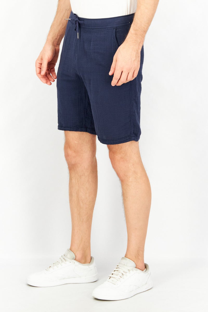 Celio Men Regular Fit Solid Basic Shorts, Navy - Image 3