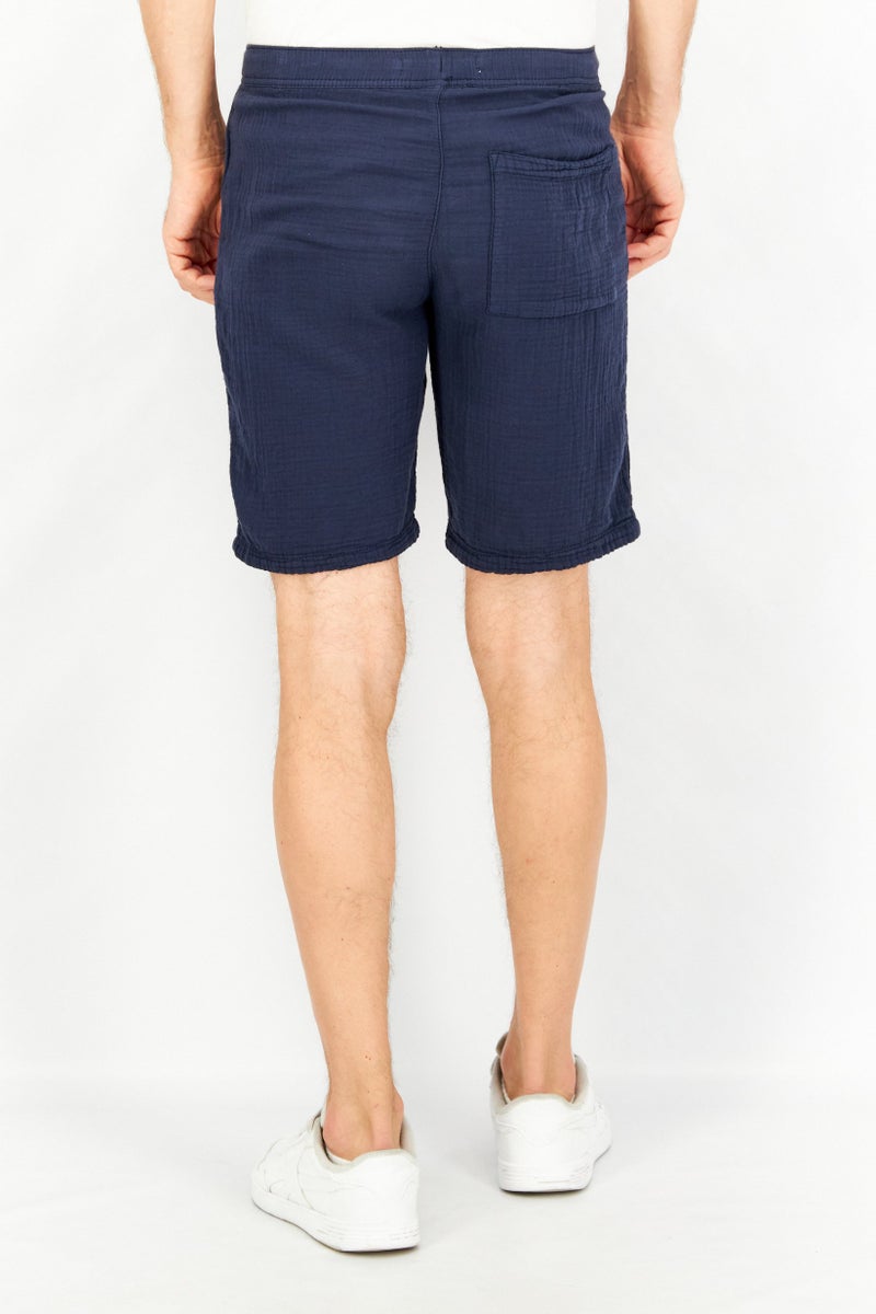 Celio Men Regular Fit Solid Basic Shorts, Navy - Image 4