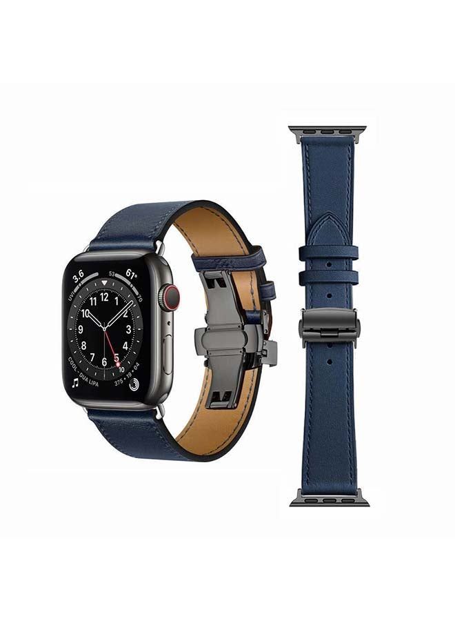 vesus Genuine Leather Replacement Band for Apple Watch Series 1/2/3/4/5/6/SE 38/40mm Blue