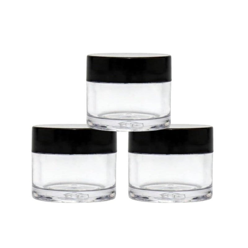 PHARCOS Pharcos 50g Round Glass Cosmetic Cream Jars with Glossy Black Caps and White Inner Lids Ideal for Creams Balms Face Scrubs Body Creams and More Pack of 3  - Image 1