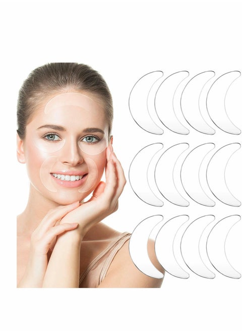 12 Pieces Silicone Eye Wrinkle Pads, Under Eye Patches, Anti Aging Skincare Eye Patch Treatment Masks Reusable Reduce Skin Wrinkles Patches for Mouth and Eyes Smile Fine Lines