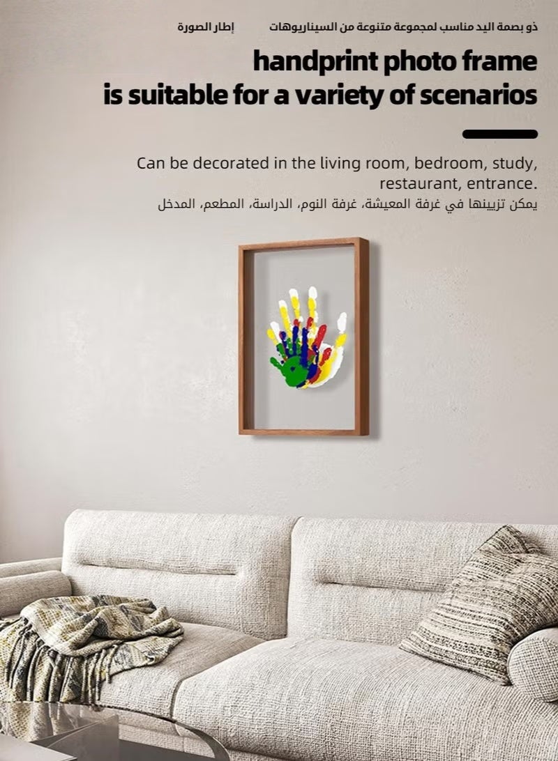 هوكور مجموعة البصمة العائلية, DIY إطار التذكار اليدوي الصنع, اطار اليد والبصمة الطفل, اطار الصور التذكارية الطفل, تذكار خشبي محترم, شفافة 4 أوراق - Image 5