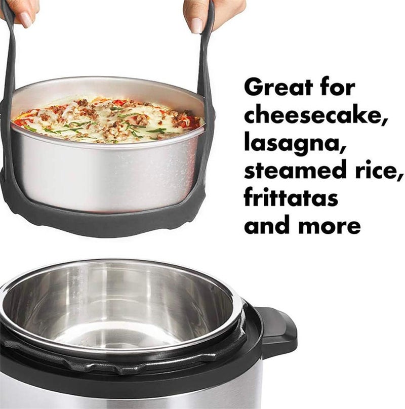 ddLUCK Pressure Cooker Sling, Silicone Bakeware Sling for 6 Qt/8 Qt Instant Pot, Ninja Foodi and Multi-function Cooker Anti-scalding Bakeware Lifter Steamer Rack, BPA-Free Silicone Egg Steamer Rack (Gray) - Image 2