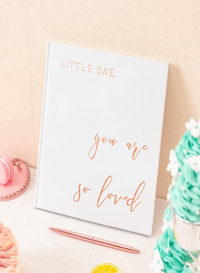 Calculs Baby Shower Party Guest Book Babies Picture Book Polaroid Scrapbook, White Cover, Rose Gold Foil Stamping, Blank White Pages - Image 4