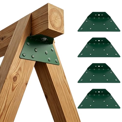 SIWOOD Reinforced A-Frame Bracket Connector, Heavy Duty Steel with Strength Ribs for DIY Outdoor Structures, 4 Pack - Image 1