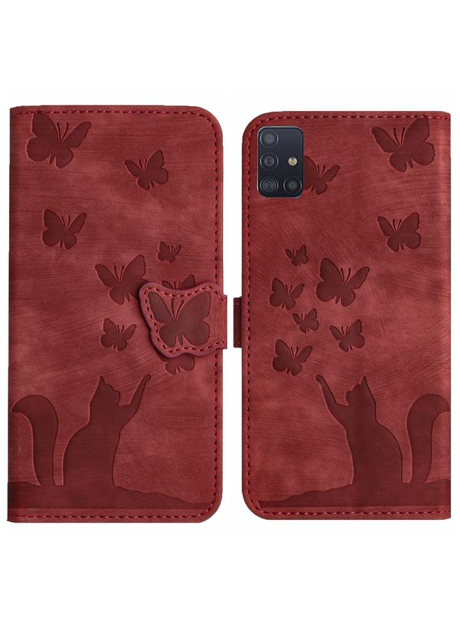 إيروريكس جراب لهاتف Samsung Galaxy A51 4G، جراب هاتف جلدي قلاب بنقشة قطة فراشة - Image 1