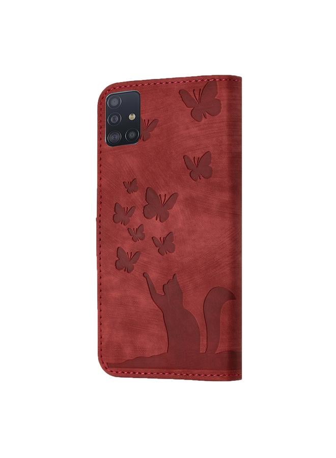 إيروريكس جراب لهاتف Samsung Galaxy A51 4G، جراب هاتف جلدي قلاب بنقشة قطة فراشة - Image 3