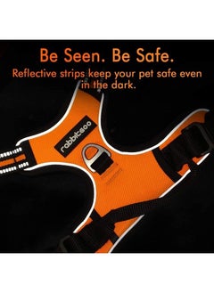 Rabbitgoo Dog Harness,No-Pull Pet Harness with 2 Leash Clips,Adjustable Soft Padded Dog Vest,Reflective No-Choke Pet Oxford Vest with Easy Control Handle for Small Breed,Orange (S, Chest 15.7-27.6")  - Image 2