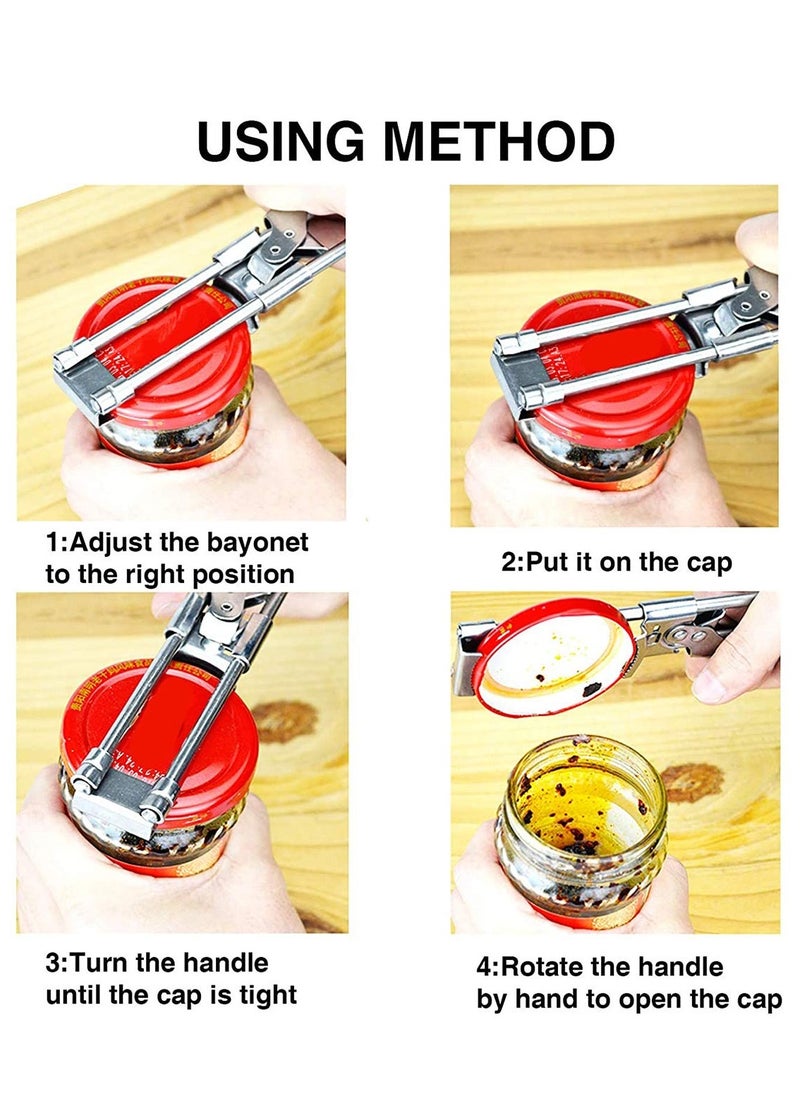 Generic - Master Opener Bottle Opener Adjustable Jar Cordless Opener with Good Grip To Easy and Twist Multifunctional Manual Stainless Steel Can Opener Jar Lid Gripper Good Grip Manual Jar - Image 1