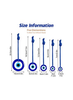 The Bros 5 Pieces Blue Evil Eye Wall Hanging Ornaments Turkish Nazar Beads Glass Amulet Home Blessing Charm Wall Decor Home Protection House Decoration Good Luck Jewelry Accessories  - Image 2