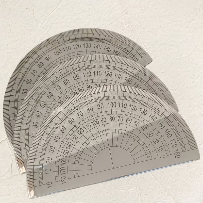 3 Pcs Transparent Plastic Protractor Drawing Tool Angle Measuring Office Supplies - Image 1
