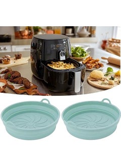 Besillia Besillia 2 Pcs Silicone Air Fryer Liners Collapsible Silicone Liners for Air Fryer BasketReusable Silicone Pot Baking Tray Oven Accessories Easy Cleaning Heat Resistant Top 82In Bottom 7InSkyBlue 