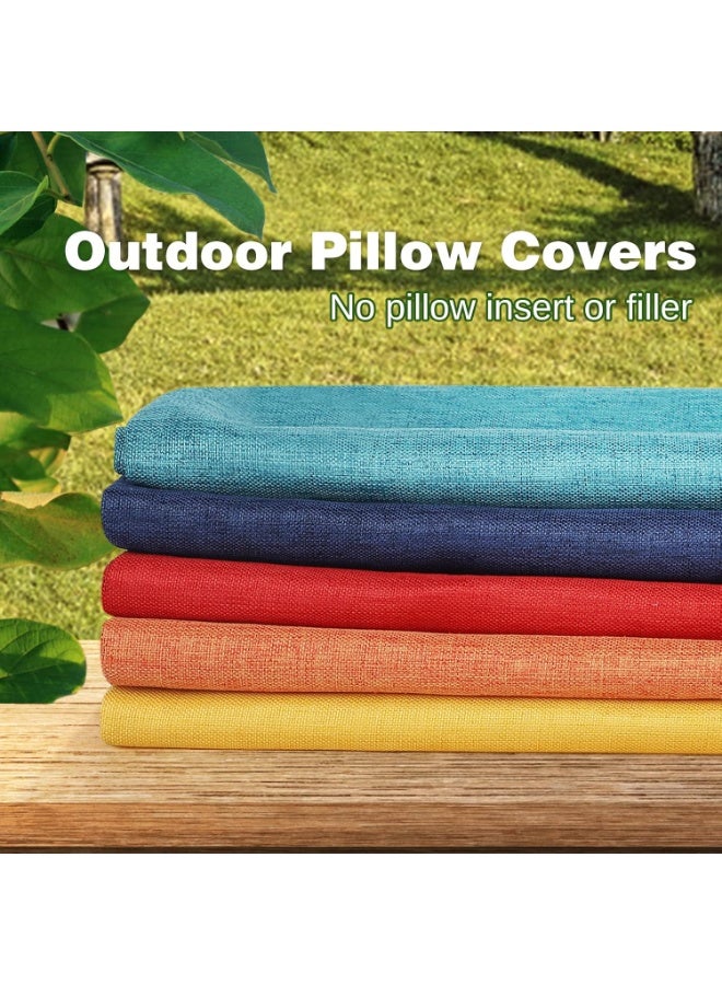 Pack of 2 Outdoor Pillows,Waterproof Throw Pillow Covers for Patio Furniture,Polyester Linen Garden Farmhouse Cushion Couch Sofa Cases,18 x 18 Turquoise - Image 3