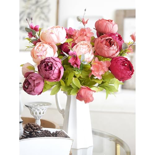 FiveSeasonStuff Vintage Artificial Peonies Silk Flowers and Hydrangeas for Wedding Bridal Home Décor – Beautiful Floral Centerpiece Arrangement Decoration with 2 Bouquets (Cheerful Medley) - Image 2