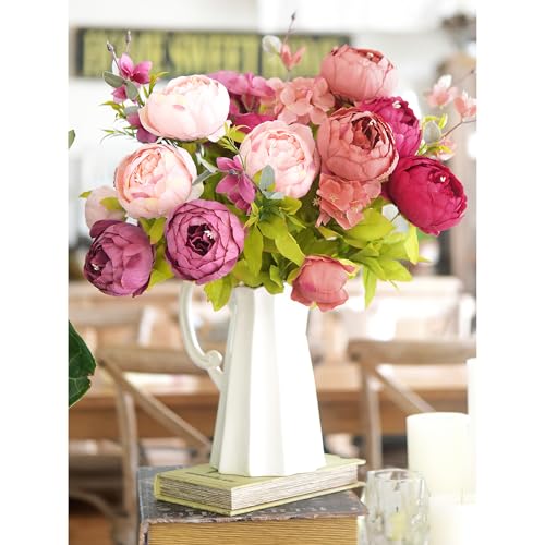 FiveSeasonStuff Vintage Artificial Peonies Silk Flowers and Hydrangeas for Wedding Bridal Home Décor – Beautiful Floral Centerpiece Arrangement Decoration with 2 Bouquets (Cheerful Medley) - Image 5