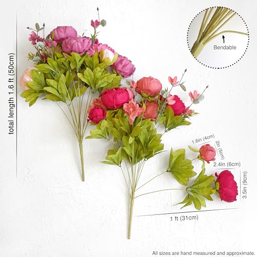FiveSeasonStuff Vintage Artificial Peonies Silk Flowers and Hydrangeas for Wedding Bridal Home Décor – Beautiful Floral Centerpiece Arrangement Decoration with 2 Bouquets (Cheerful Medley) - Image 4