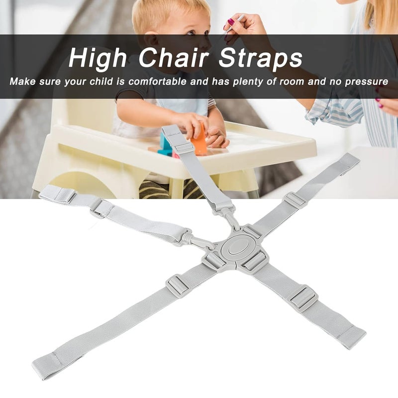 Hozee High Chair Straps 5 Point Baby Harness Easy to Use Sturdy for Stroller for PushchairGray Button 5Point Strap - Image 5