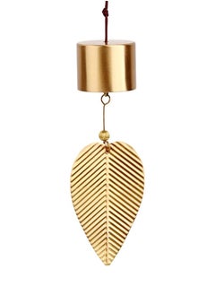 Gold Leaf Hanging Decoration Bell Wind Chime for Good Luck Chinese Feng Shui Bell Hanging Ornament for Safe Wealth Window Hanging Pendant, 1PCS
