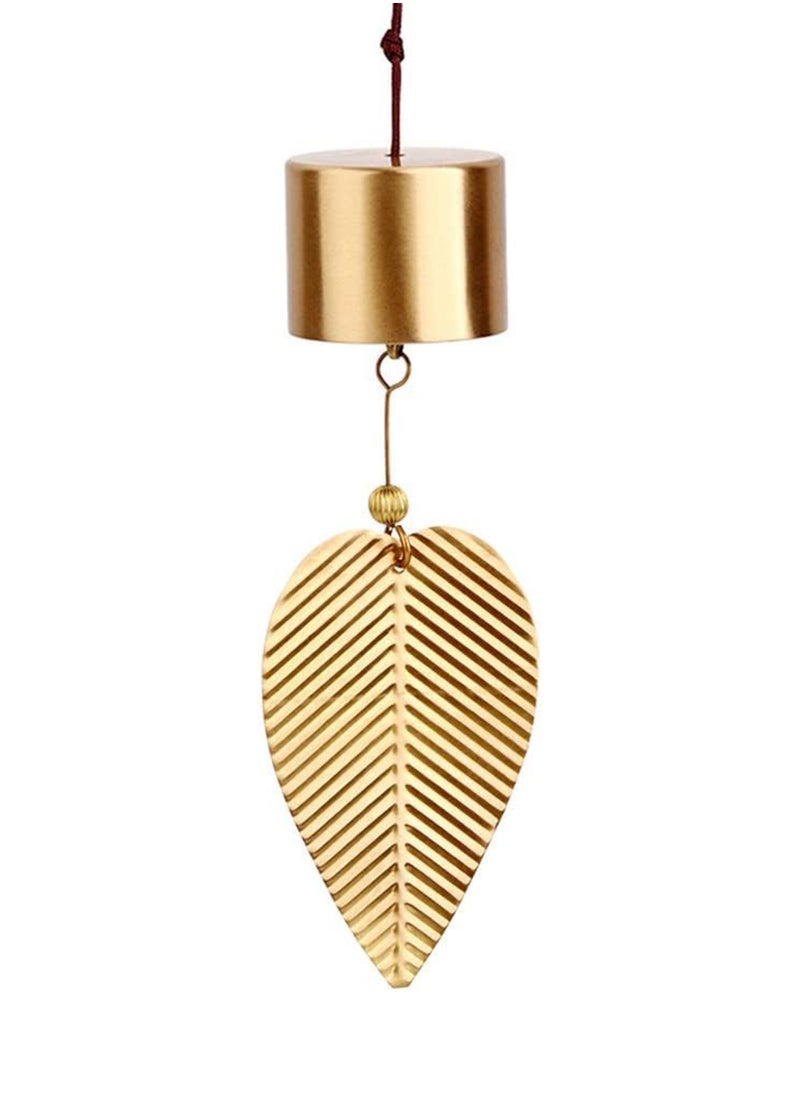 KASTWAVE - Gold Leaf Hanging Decoration Bell Wind Chime for Good Luck Chinese Feng Shui Bell Hanging Ornament for Safe Wealth Window Hanging Pendant, 1PCS - Image 1