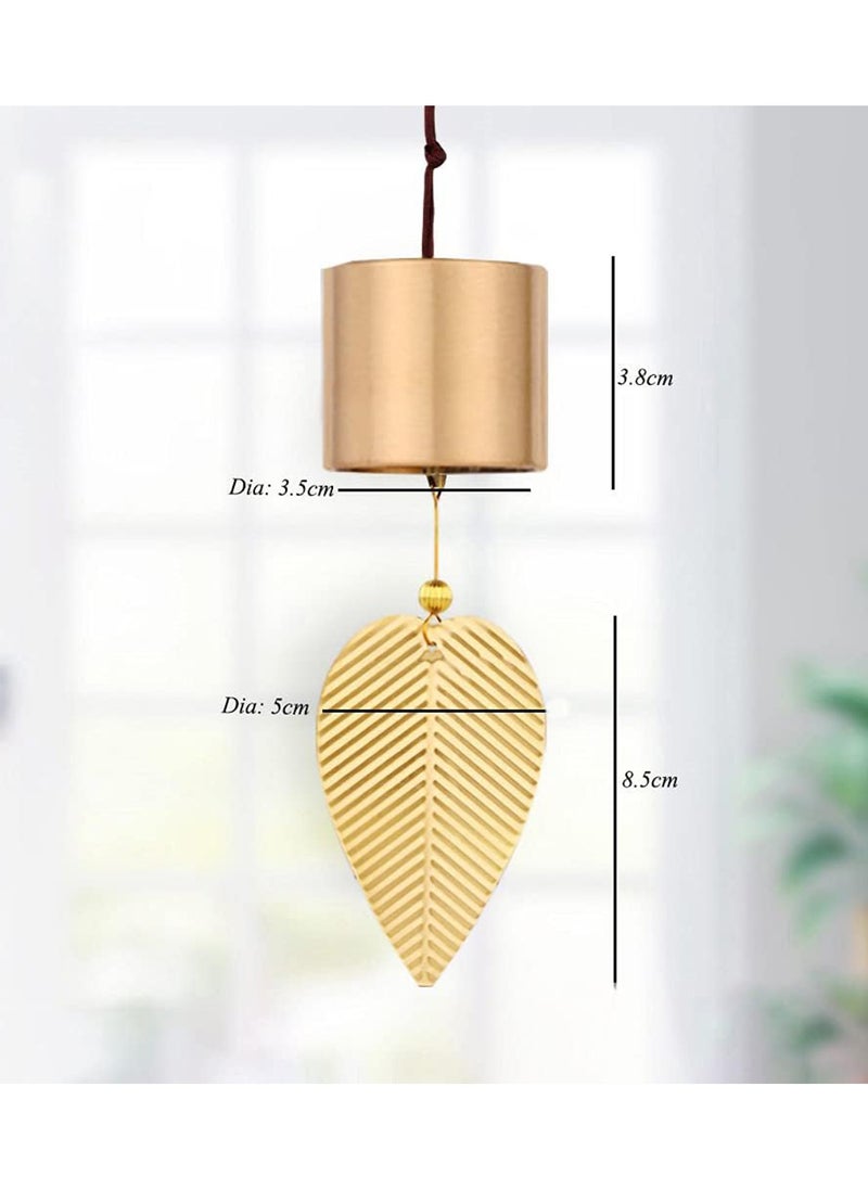 KASTWAVE - Gold Leaf Hanging Decoration Bell Wind Chime for Good Luck Chinese Feng Shui Bell Hanging Ornament for Safe Wealth Window Hanging Pendant, 1PCS - Image 1