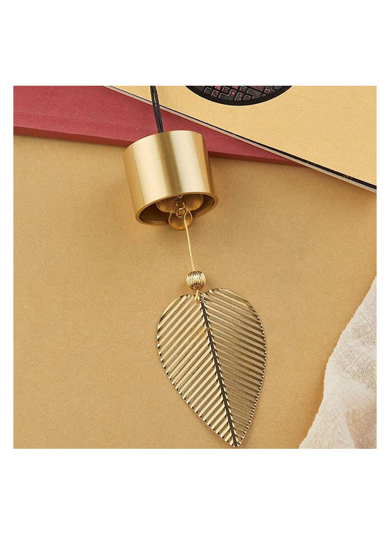 KASTWAVE - Gold Leaf Hanging Decoration Bell Wind Chime for Good Luck Chinese Feng Shui Bell Hanging Ornament for Safe Wealth Window Hanging Pendant, 1PCS - Image 1