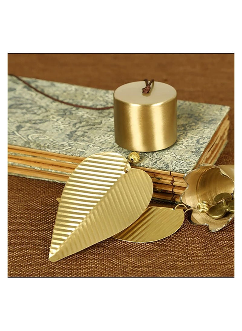 KASTWAVE - Gold Leaf Hanging Decoration Bell Wind Chime for Good Luck Chinese Feng Shui Bell Hanging Ornament for Safe Wealth Window Hanging Pendant, 1PCS - Image 1