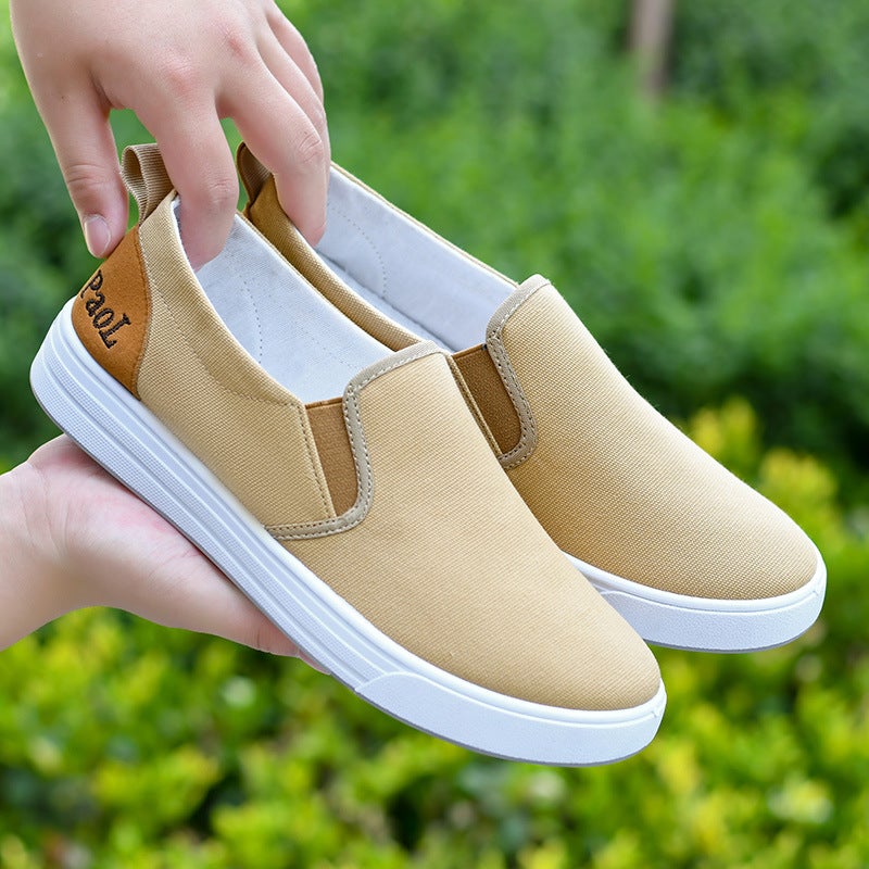 Summer 2022 Mens Flat Canvas Slip-ons Trendy DX777 khaki 
