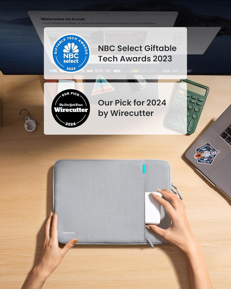 Tomtoc حافظة لابتوب واقية Defender A13-C01G01 مقاس 13.5 بوصة لحمل آيباد - رمادي - Image 2