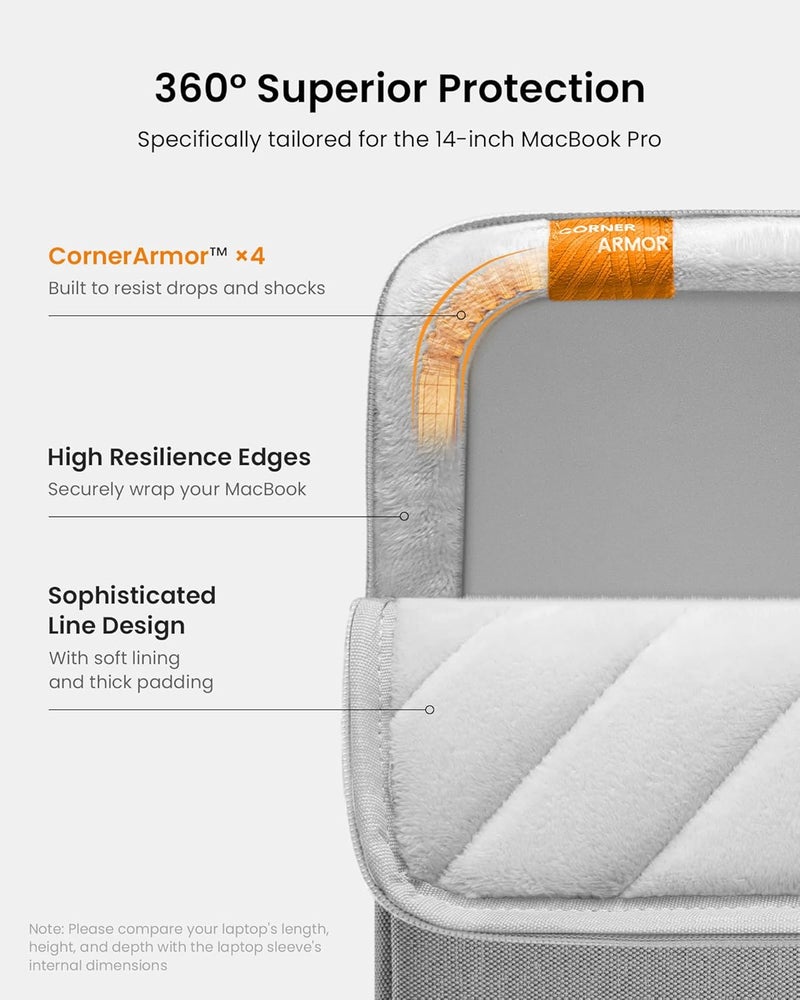 Tomtoc حافظة لابتوب واقية Defender A13-C01G01 مقاس 13.5 بوصة لحمل آيباد - رمادي - Image 4