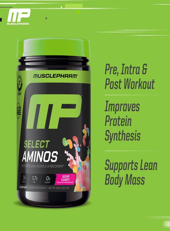 MusclePharm Select Amino's EAA + BCAAs, Post Workout Essential Amino Acids Powder, Pre Workout Energy Supplement for Men & Women with Branched Chain Amino Acids, 30 Servings (Sour Candy) - Image 4