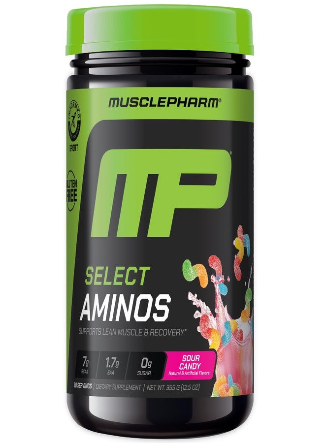 MusclePharm Select Amino's EAA + BCAAs, Post Workout Essential Amino Acids Powder, Pre Workout Energy Supplement for Men & Women with Branched Chain Amino Acids, 30 Servings (Sour Candy) - Image 1