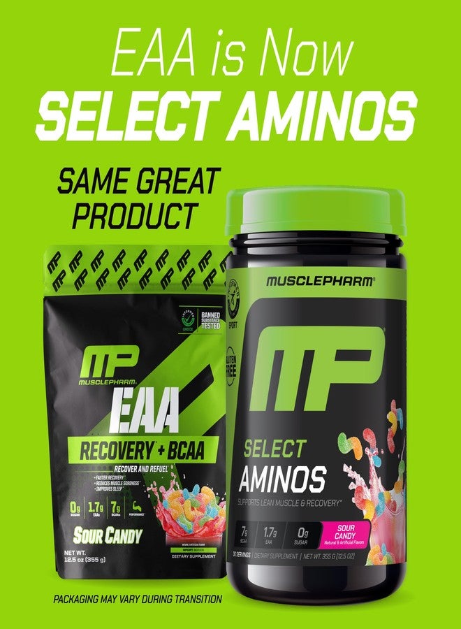 MusclePharm Select Amino's EAA + BCAAs, Post Workout Essential Amino Acids Powder, Pre Workout Energy Supplement for Men & Women with Branched Chain Amino Acids, 30 Servings (Sour Candy) - Image 2