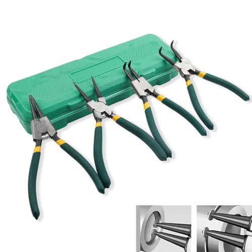 Serplex® 4Pcs Snap Ring Pliers Set with Tool Box 7 Inches Straight Tip Circlip Pliers & Bent Tip Circlip Pliers Set for Install and Remove Circlips Retaining Ring Removal Plier Tools - Image 1