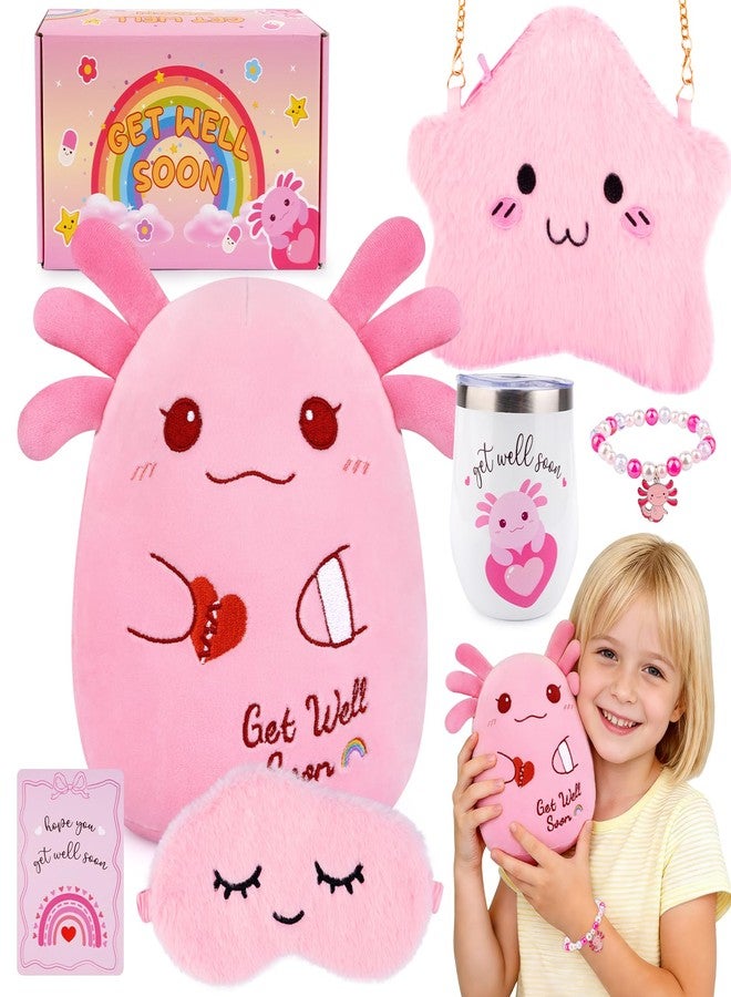 LSYDCARM Get Well Soon Gifts for Kids, Get Well Soon Basket with 8inch Get Well Axolotl Plush Toy for Kids, Feel Better Gifts Axolotl Gift Set for Kids Girls Boys After Surgery - Image 1