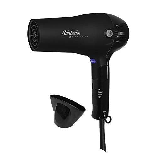 Sunbeam HD3010-005 Retractable Cord Folding Handheld Hair Dryer with Concentrator, 1875 Watts, Cool Shot Button, Tourmaline Ionic, Black - Image 1