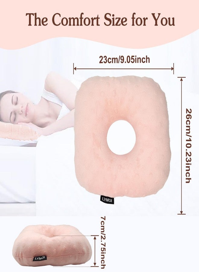 LYMOI Ear Piercing Pillow, Side Sleeper Pillow with an Ear Hole, Ear Protector Pillow for Ear Pain CNH Piercing Pain Relief Sleeping Pressure Sores, Minky Dot (Pink) - Image 2