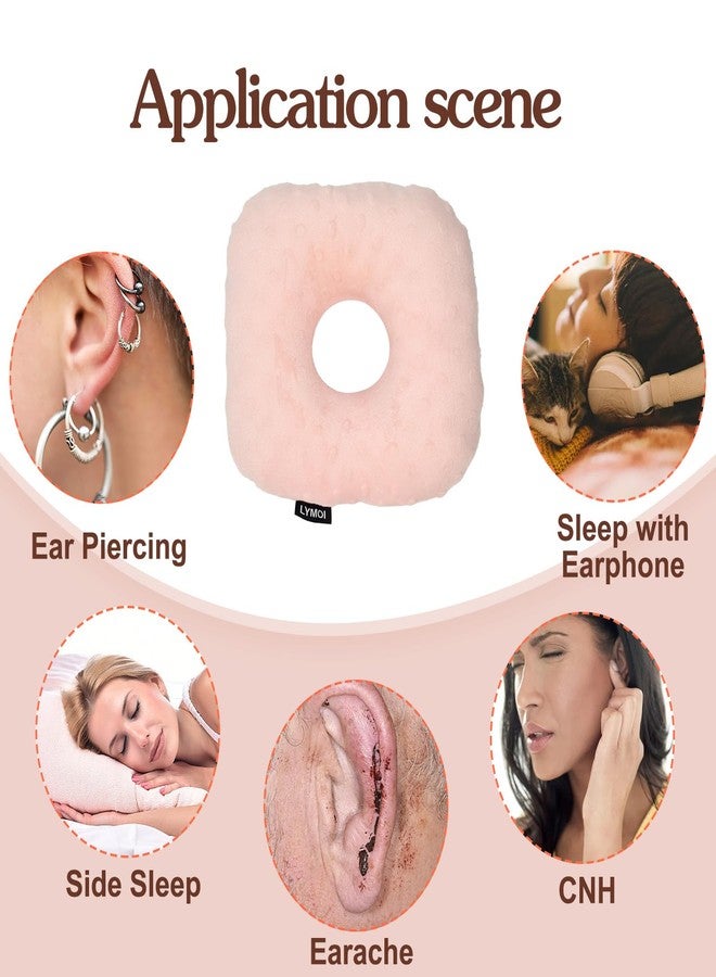 LYMOI Ear Piercing Pillow, Side Sleeper Pillow with an Ear Hole, Ear Protector Pillow for Ear Pain CNH Piercing Pain Relief Sleeping Pressure Sores, Minky Dot (Pink) - Image 4
