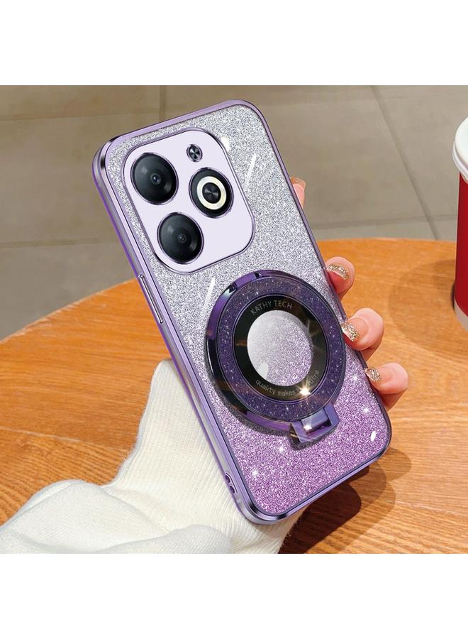 زبون جراب لهاتف Infinix Hot 40i، جراب دائري من مادة TPU بحامل لامع متدرج مطلي - Image 1