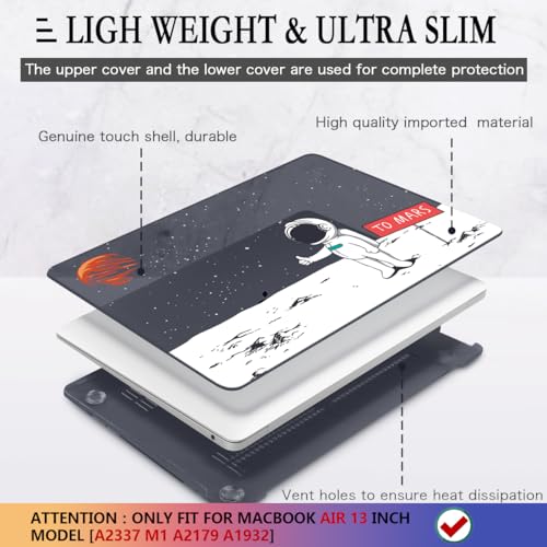 CISSOOK Compatible with MacBook Air 13 inch Case 2021 2020 2019 2018 Release A2337 M1 A2179 A1932, Astronaut Hard Shell Case for MacBook Air 13 Inch with Retina Display and Touch ID, Space Themed Mars - Image 4
