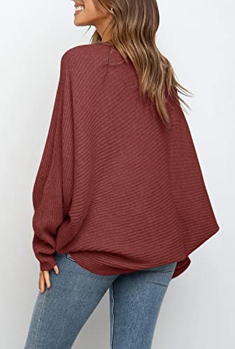 Mafulus Women's Oversized Crewneck Sweater Batwing Puff Long Sleeve Cable Slouchy Pullover Jumper Tops - Image 3