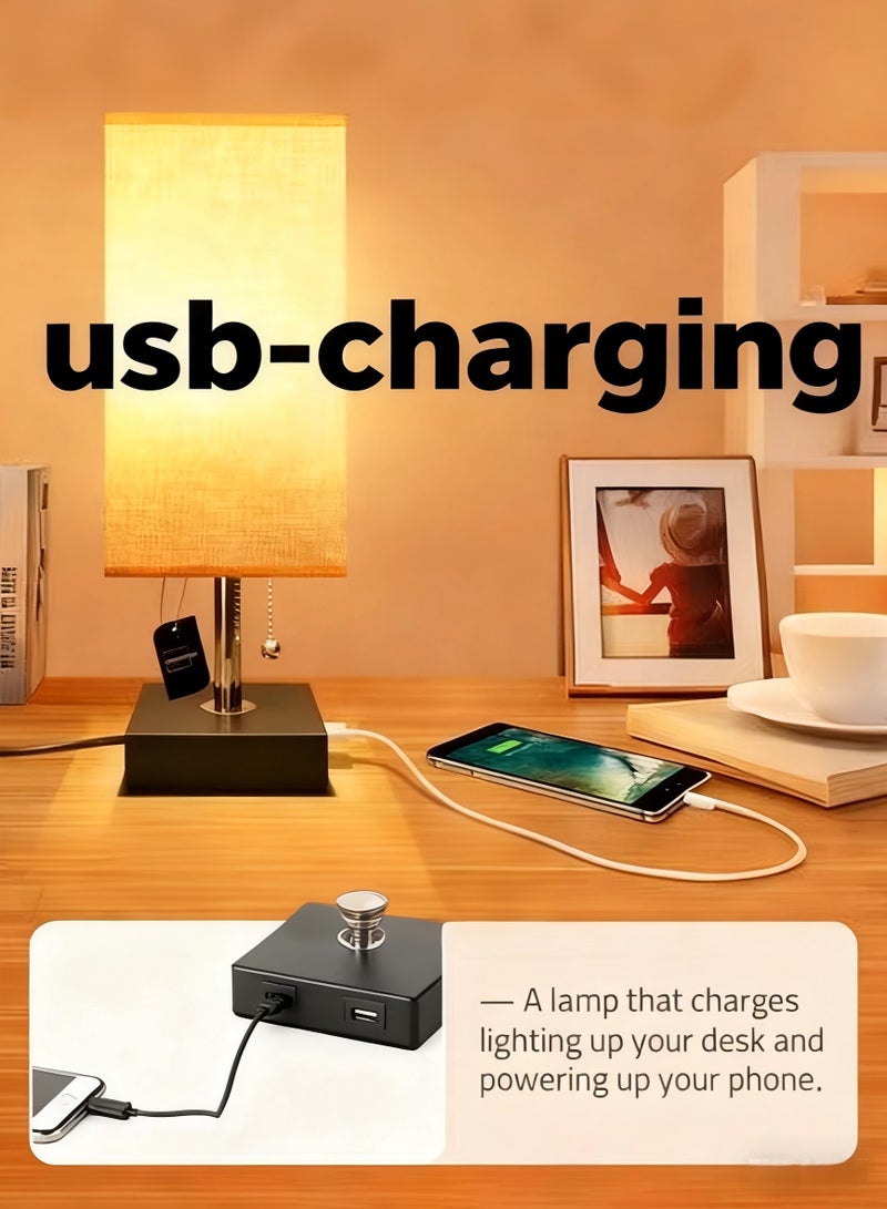 Sharpdo Vintage Bedside Lamp with USB Charging | Soft Eye-Care - Image 2