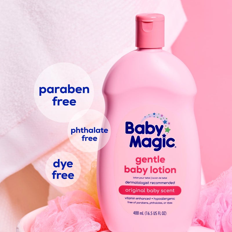 Baby Magic Gentle Baby Lotion, Vitamins & Aloe, Free of Parabens, Phthalates, Sulfates and Dyes, Camellia Oil & Marshmallow Root Original Scent, 16.5 Fl Oz - Image 3