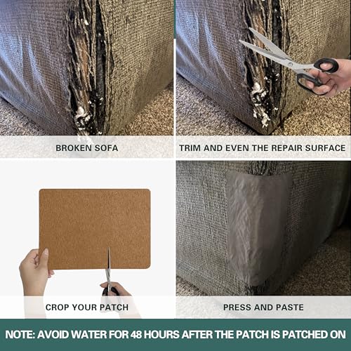 Azobur Couch Patch Repair Fabric,Microfiber Fabric, Self-Adhesive, for Sofa Repair and Upholstery, 2 Pieces, 9.5 x 11 inches (Brown) - Image 4
